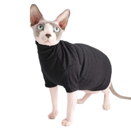 Sphynx Hairless Cats Shirt Cotton Cat Turtleneck Sweater Pullover Kitten T-Shirts with Sleeves Cat Pajamas Jumpsuit for Sphynx