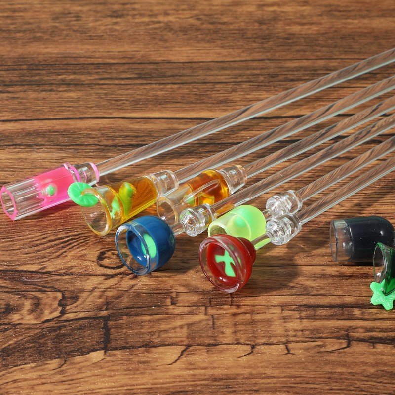 10 Pcs Colorful Swizzle Sticks Cocktail Clear Beverage Stirrers MultiColor