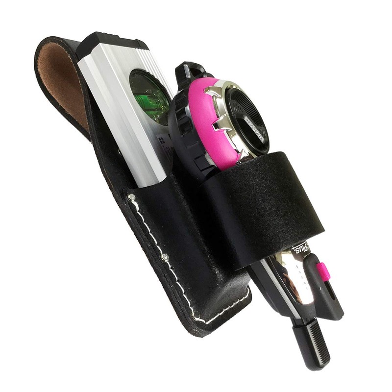 Premium Handmade Black Leather Mini Torpedo Level, Ink Points Pointing