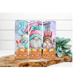 Easter Tumbler, Bunny Gnomes Tumbler 20 oz Skinny Tumbler DECOETUMBLER-223