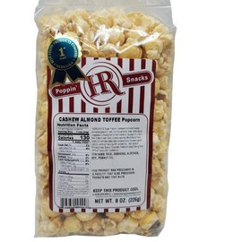 Cashew Almond Toffee Popcorn | Produced in Gibbon, Nebraska | Made in USA | 4 Pack | HR Poppin' Snacks