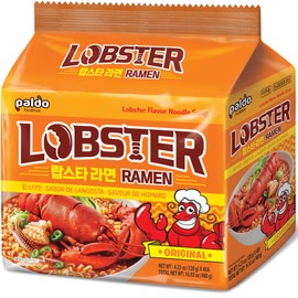 Paldo Fun & Yum Lobster Flavored Noodle Soup Original Seafood Broth, Oriental Style Korean Ramyun, K-Food 120g 4.23oz (4.23 Ounce (Pack of 8), Lobster)