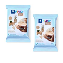 FIMO Air Modelling Clay, 2 x 350 g, Air-Drying Clay in Wood Colour, Ready to Use, Pleasant Feel, No Burning Process Necessary, Does Not Stick, At Least 95% Natural Raw Materials