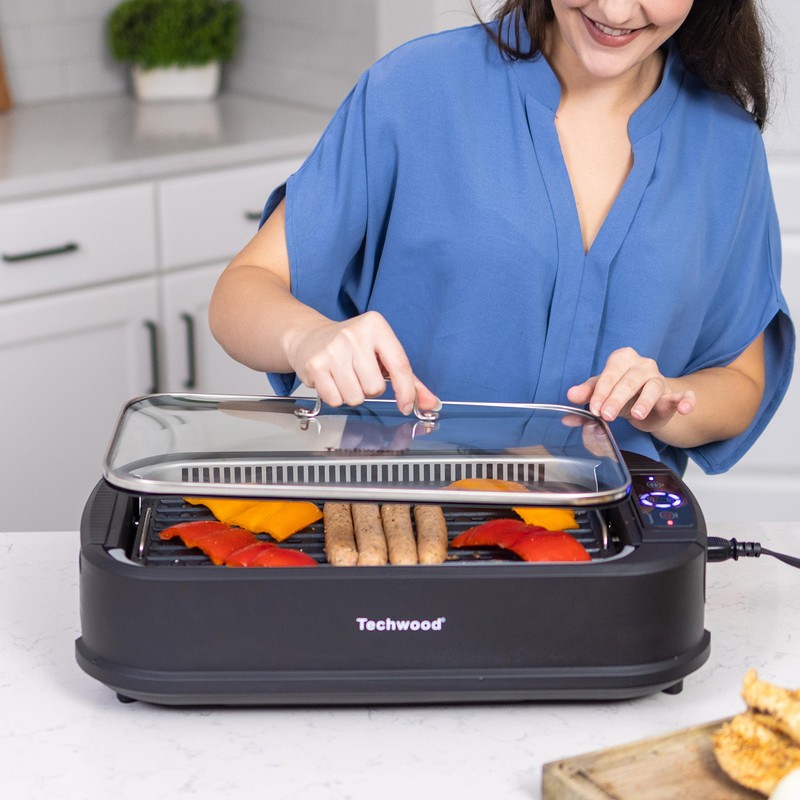Techwood 1500W Smokeless Indoor Electric Grill with Non-Stick Plates and