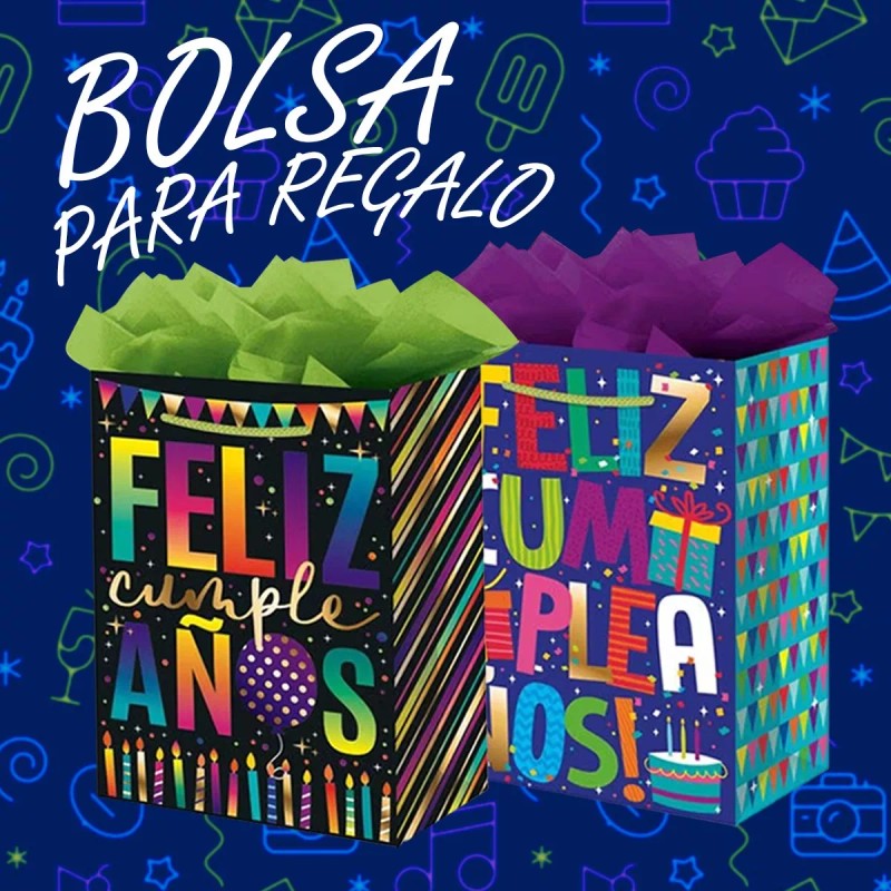 Bolsa Regalo Empaque Obsequio Fiesta Feliz Cumpleaños