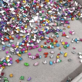 Chunmeng 1000 Diamonds Colour Nail Mini Diamond Irregular Flat Back Stones Gems for Nail Art Nail Rhinestones Nail Diamonds DIY