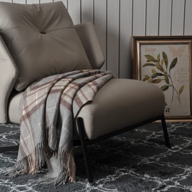 EP Mode 100% Pure Cashmere Throw Blanket for Sofa, Classic Design with Gift Box (Grey Tartan)