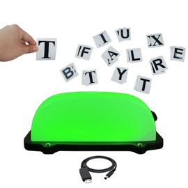 FUNGNLY USB Rechargeable Sign Light for Car, Blank Light with 2 Sets of Letters Stickers,Car Roof DIY Light with Magnetic Waterproof for Cab Roof Top Illuminated Sign (GREEN)