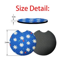 2 Pack Car Coasters for Drinks Absorbent - 2.75 Inch Cute Car Cup Holder Coasters for Women, Removable Cup Holder Coaster for Your Car, Car Interior Accessories for Women & Girls (Chrysanthemum)