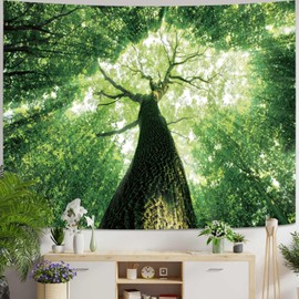 Skcess Tapestry Forest Nature Wall Towel Green Wall Tapestry Landscape Wall Cloth Tree Sunrise Tapestry Wall Hanging Wall Decoration 300 x 260 cm