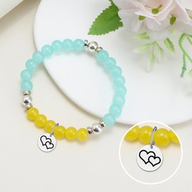 Long Distance Couple Gifts Funny Anniversary Beaded Bracelets for Her Girlfriend Long Distance Relationship Gifts Valentines Day Stretch Beads Bracelets Romantic Christmas Birthday Jewelry for Wife