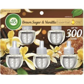Air Wick Plug in Scented Oil Refill, 5 Ct, Brown Sugar and Vanilla, Air Freshene