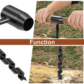 Abizarch Bushcraft Hand Drill Carbon Steel Manual Auger Drill Portable Manual Survival Drill Bit Self-Tapping Survival Wood Punch Tool for Outdoor Camping Hiking Jungle Adventure ZHAZHAMO(19 * 230)