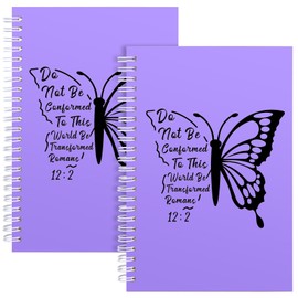 2 Pcs Christian Spiral Notebook Prayer Journal,Christian Gifts for Women,Bible Verse Notebook,Journal for Women Men,Religious Faith Inspirational Gifts Catholic Gifts (2Pcs-Butterfly Purple)