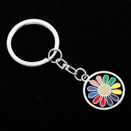 ARFUKA Keyring Stainless Steel Car Keyring Daisy Pendant Metal Keychain Keychain Birthday Christmas Gifts for Men and Women, multicoloured
