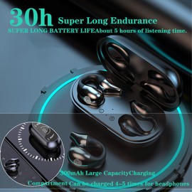 Auriculares inalámbricos de conducción ósea con Clip de Oreja, Auriculares inalámbricos de conducción ósea, Mini Auriculares de Oreja Abierta Bluetooth para Deportes Aire última intervensión(Blanco)