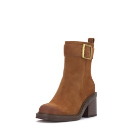 Vince Camuto Women's Bembonie Stacked Heel Bootie Ankle Boot, Warm Caramel, 11