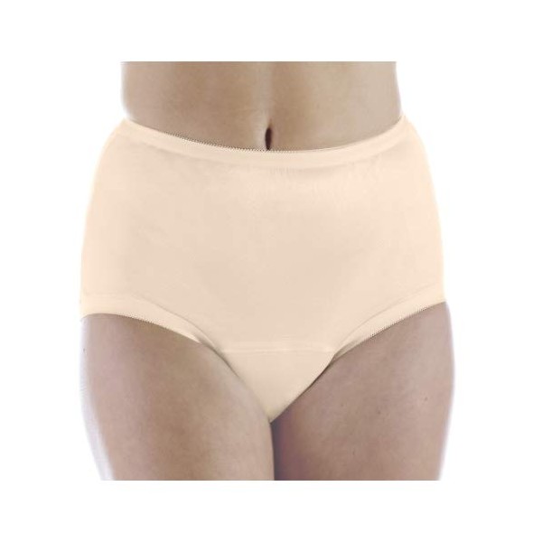 3-Pack Women's Nylon Regular Absorbency Incontinence Panties Beige Small (Fits Hip 35-37")