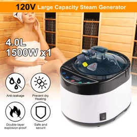 4L Large Capacity Home Sauna Steamer, Portable Steam Generator with Protection for Home Spa, Lightweight Stainless Steel Pot with Timer&Gear Display for Relaxation, with Remote Control