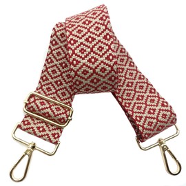 Adjustable 5 cm Bag Straps Wide, Shoulder Strap for Bag, Bag Straps for Changing, Golden Carabiner Shoulder Strap, Shoulder Strap for Women Handbags, Crossbody DIY Accessories (Red)