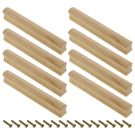 YINETTECH 8PCS Wood Drawer Pulls Rubberwood Furniture Pulls Natural Wood Furniture Handles for Kitchen Furniture Drawer Wardrobe Cupboard Solid Wood Handles