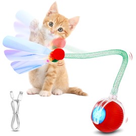 Gyxova Giocattolo interattivo per gatti, elettrico, palla automatica per gatti con USB, giocattolo intelligente per gatti per l'intrattenimento autonomo, 3 modalità e ostacoli