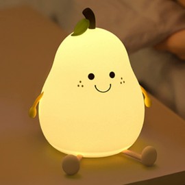 Cute Pear Night Light, Cute Night Light for Kids, Cute Silicone Night Light, USB Rechargeable Nursery Lamp, Eye Caring Night Light Multicolor Night Lamp for Kig Bedroom Gift (pear)