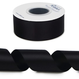 Ribbli Black Double Faced Satin Ribbon,1-1/2” x Continuous 25 Yards,Use for Bows Bouquet,Gift Wrapping,Wedding,Floral Arrangement
