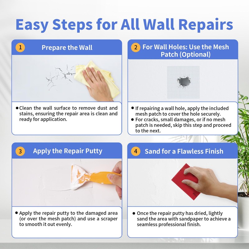Drywall Repair Kit (18 oz) - Spackle Wall Repair Paste