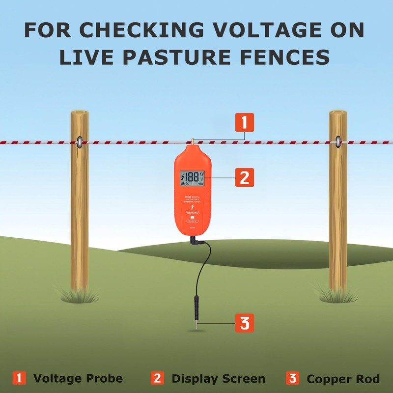 Electric Fence Tester Fault Finder Digital Electric Fence Voltage Tester