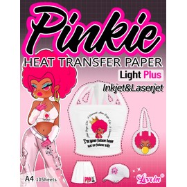 Pinkie White Fabric Light Heat Transfer Paper A4 10 Sheets +1 Sheet A3 Teflon Paper Iron on Transfers for T-Shirts Printable Vinyl for Inkjet & Laser Printer (LI-H-L3.0-10)