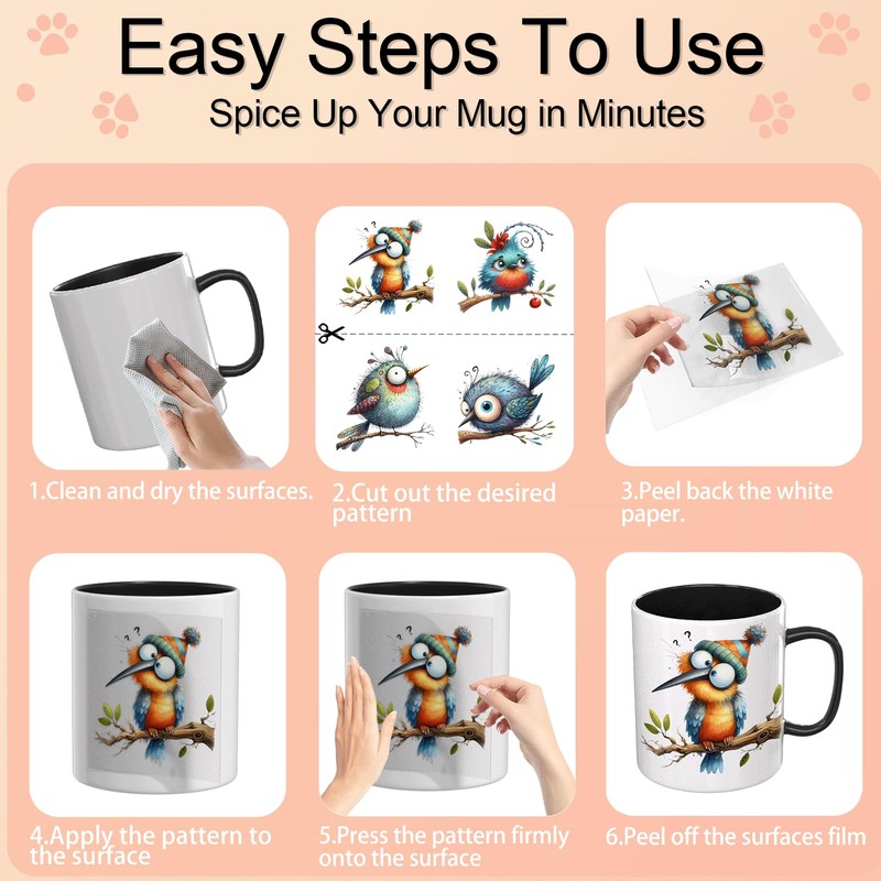 UV DTF Cup Wrap - 12 Sheets Funny Birds on