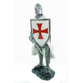 Joh. Vogler GmbH German Crusader with Shield and Sword Knight Crusade White Cape Decorative Sculpture