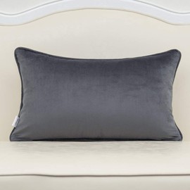 Alerfa 12 x 20 Inch Rectangle Geometrical Plaid Striped Embroidery Cut Velvet Cushion Case Luxury Modern Lumbar Throw Pillow Cover Decorative Pillow for Couch Sofa Living Room Bedroom Car, Silver Gray