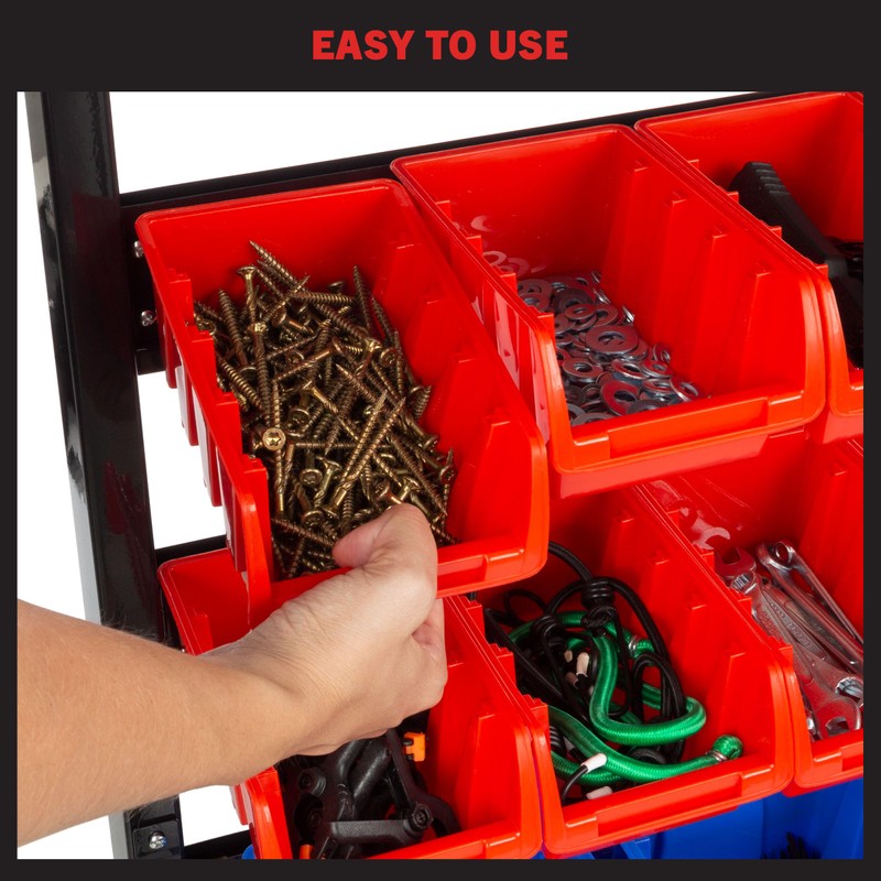 47-Bin Garage Organization Rack (15 Large, 32 Small) - Tabletop