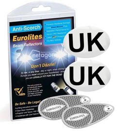 Eurolites Headlamp Beam Deflectors Adaptors Converters & Netagon Magnetic UK Plate for Driving in Europe - Requirement for Cars Travelling in EU (Eurolites Beam Deflectors with 2 Magnetic UK Plates)
