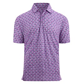 Alex Vando Mens Golf Shirt Moisture Wicking Quick-Dry Print Performance Polo Shirts for Men,Purple Golf Ball,XXL