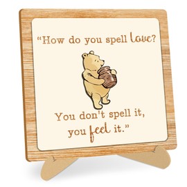 Winnie Baby Shower Party Decor, Classic Pooh 3D Puzzle Plaque Gift, Winnie Quotes How do You Spell Love Puzzle Plaque, Perfect for Nursery Bedroom Playroom Decor