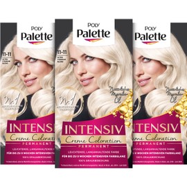 Palette Intensive Cream Colouration 11-11 Ultra Titanium Blonde Level 3, Pack of 3 (3 x 115 ml)