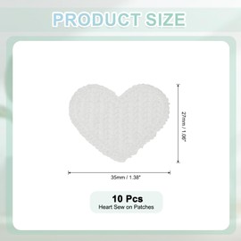 sourcing map 10 Pcs Heart Sew on Patches, 35 x 27mm Cute Embroidered Applique Repair Knitted Patches Heart Shaped Transfer Decals for Clothing DIY Decorations, White