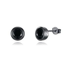 YFN Black Viking Stud Earrings Sterling Silver Black CZ Earring for Men and Women, Sterling Silver, No Gemstone