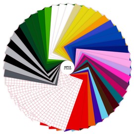 Zyluniy Pack of 45 Plotter Film Textile, 21 x 30.5 cm Flex Film Plotter Textile, Plotter Film Vinyl in 38 Different Colours, Plotter Machine for T-Shirts, Clothing, Hats or Other Fabrics, Ironing Film