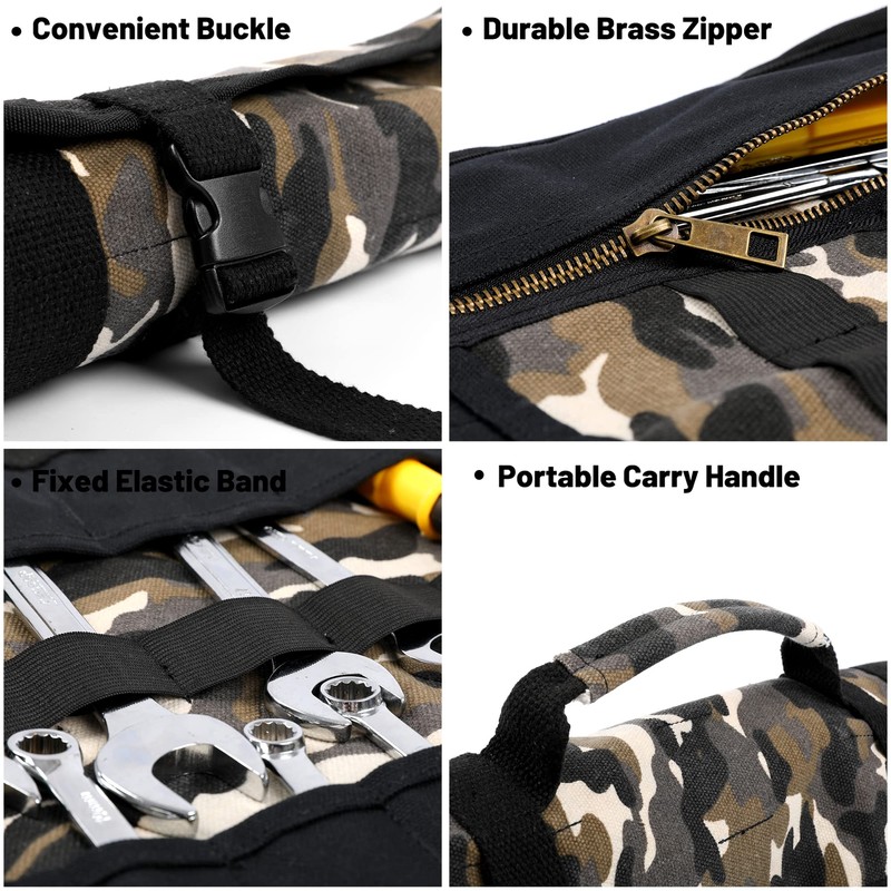 Tool Storage Roll, Heavy Duty 16oz Waxed Canvas Chisel Roll