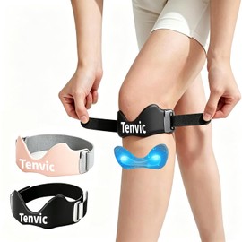 Correa para la rodilla, banda ajustable de soporte de tendón de rótula con bolsa de aire de silicona 3D de 0.3 pulgadas y doble antideslizante, estabilizador rotuliano para correr, baloncesto