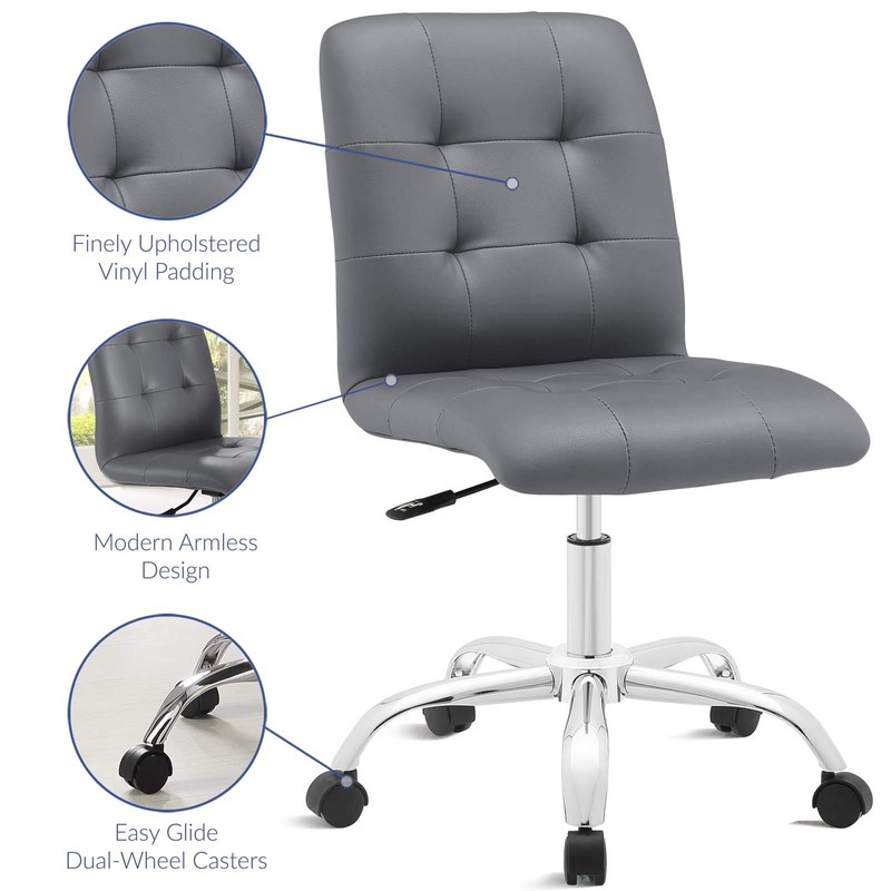 Modway Prim Ribbed Armless Mid Back Swivel Conference Office Chair