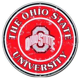 Signs 4 Fun Large Round Sign | Ohio State Uni Sign | 24” Diameter | Embossed Aluminum Sign | Made in the USA