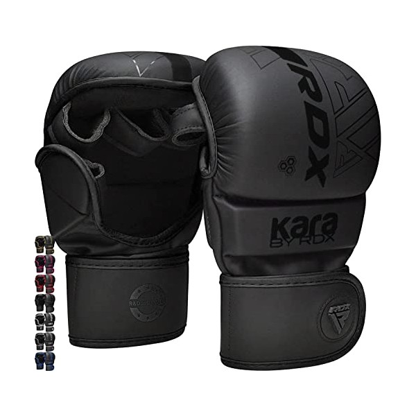 RDX MMA Gloves Sparring Grappling, Open Palm Martial Arts Mitts Men Women, Adjustable Wrist Support Maya Hide Leather, Cage Fighting Combat Sports Boxing Training, Muay Thai, Punching Bag Kickboxing