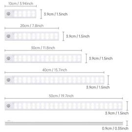 Motion-Sensor LED Light, USB Rechargeable Night Lamp, Under Cabinet Wardrobe Lamp, LED Night Light For Kitchen, Bedroom, Hallway, Stairway, Closet, Wardrobe:_1PC_Silver - 40 cm