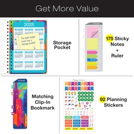 HARDCOVER 2024 Planner: (November 2023 Through December 2024) 5.5"x8" Daily Weekly Monthly Planner Yearly Agenda. Bookmark, Pocket Folder and Sticky Note Set (Rainbow Cityscape)