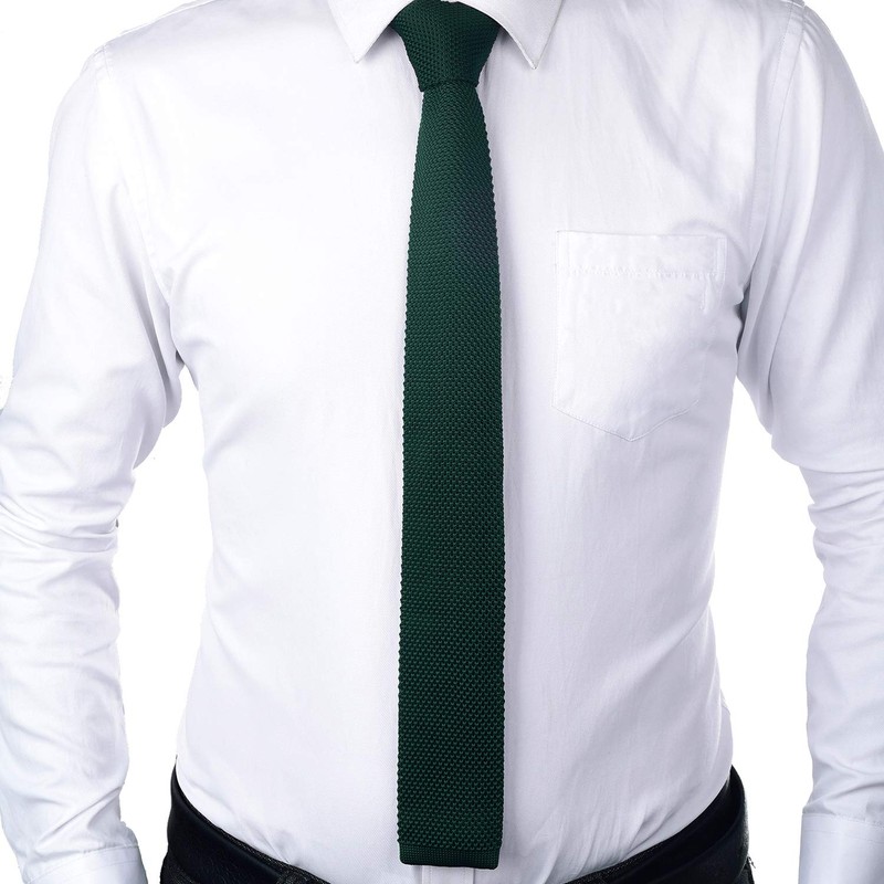 DonDon Men's Knit Tie handmade Dark Green